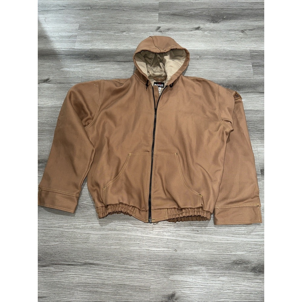 Bulwark EXCEL FR Jacket Mens XL Brown Hooded Work Flame Resistant JLH4BD3